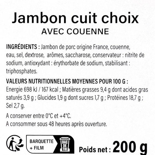 Le Jambon cuit à griller