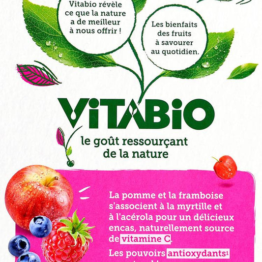 Les Gourdes  de compote de pomme, framboise et  myrtille BIO