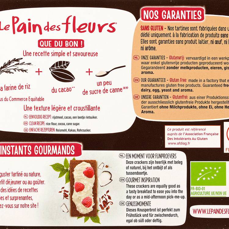 Les Tartines craquantes cacao BIO et sans gluten