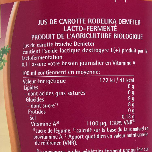 Le Jus de carotte rodelika lacto-fermenté BIO