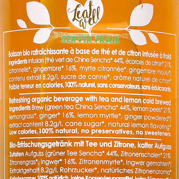 Le Thé vert citron gingembre glacé BIO