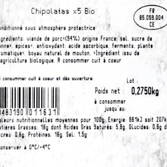 Les Chipolatas nature BIO