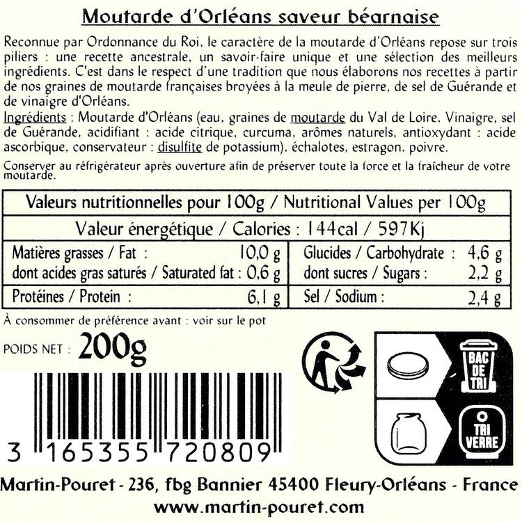 La Moutarde D'Orléans saveur Béarnaise "Martin Pouret"