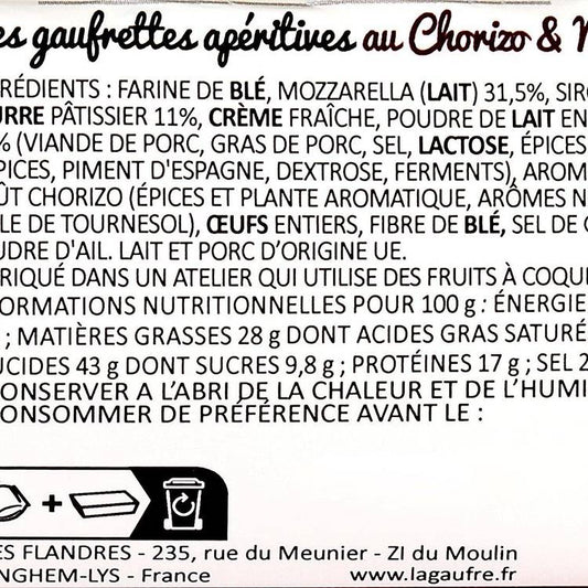 Les Gaufrettes apéritives chorizo et mozzarella