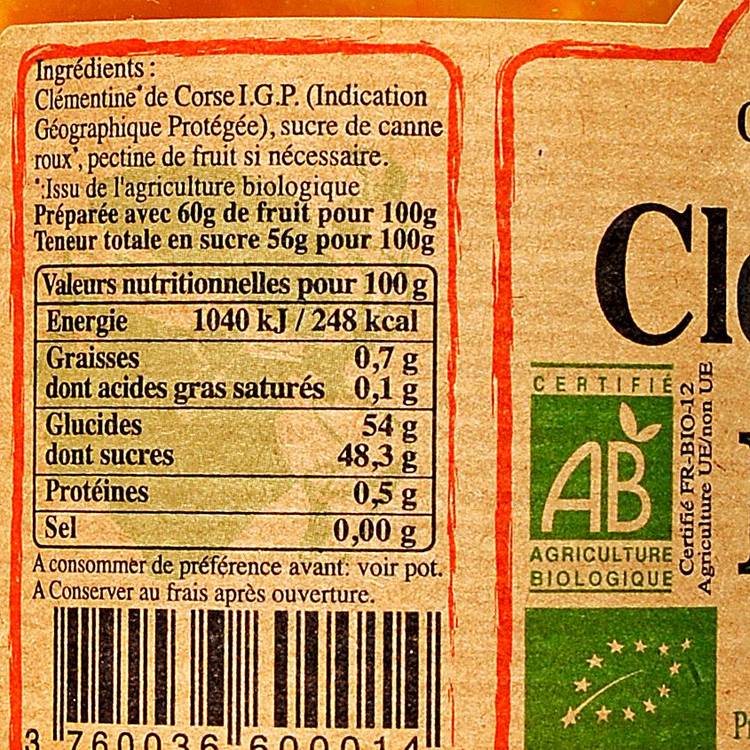La Confiture clémentine Corse BIO
