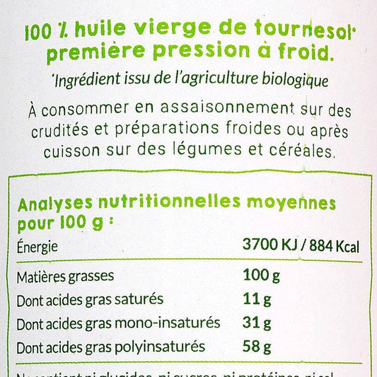 L'Huile vierge de tournesol BIO