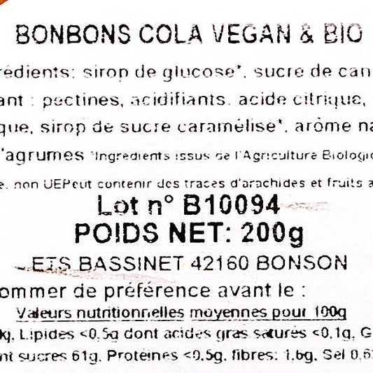 Les Bonbons cola BIO et vegan