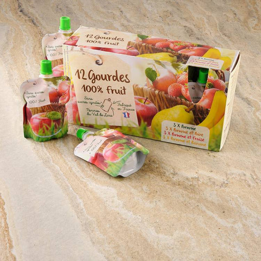 Les Gourdes  de compote de fruits panachés sans sucre ajouté