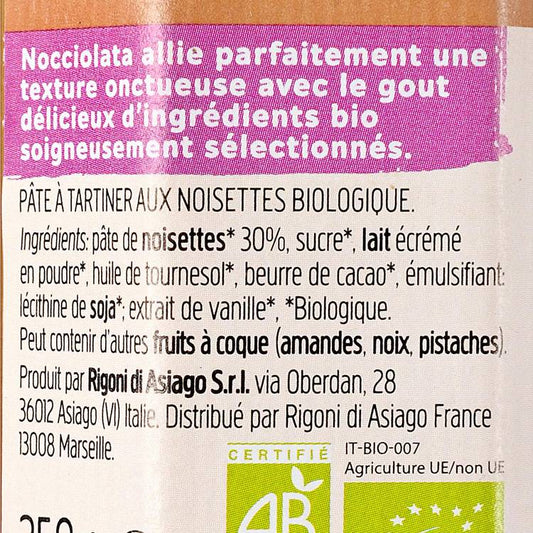 La Pâte à tartiner aux noisettes BIO "Nocciolata"