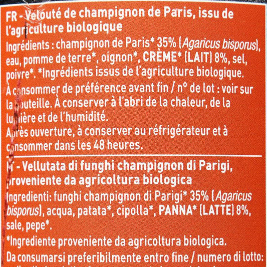 Le  Velouté de champignons BIO