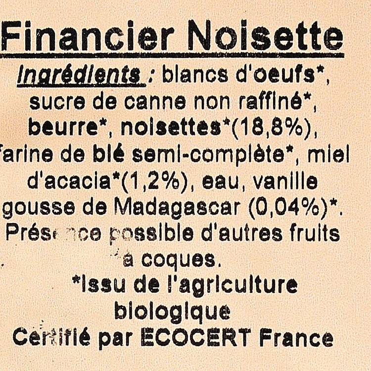 Le Financier aux noisettes et vanille de Madagascar BIO