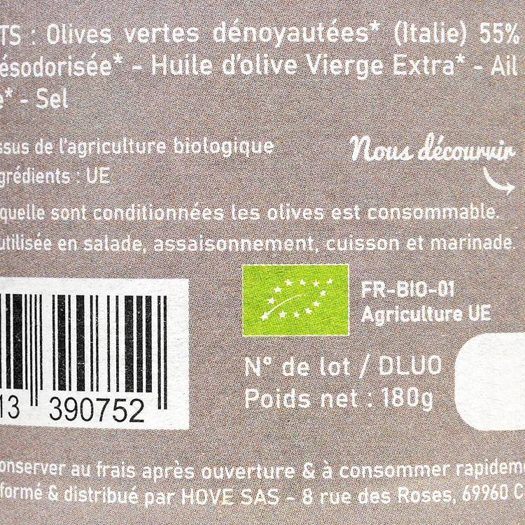 Les Olives dénoyautées à l'ail et au thym BIO