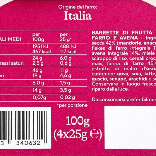 Les Barres de fruits secs à l'épeautre "Poggio del Farro"