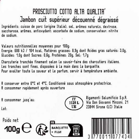 Le Jambon cuit supérieur Italien