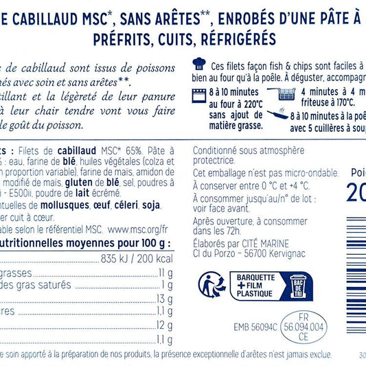 Les Filets de cabillaud fish & chips