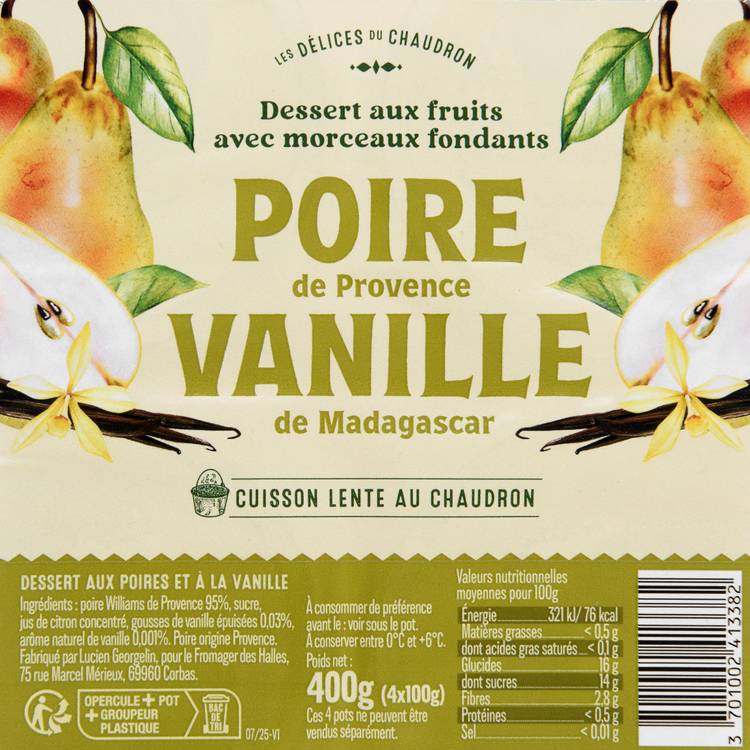 Les Compotes poires et vanille