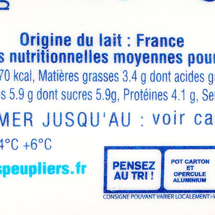 Les Yaourts nature  "La Ferme des Peupliers"