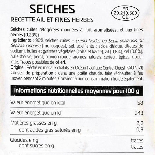 Les Mini seiches marinées ail et fines herbes